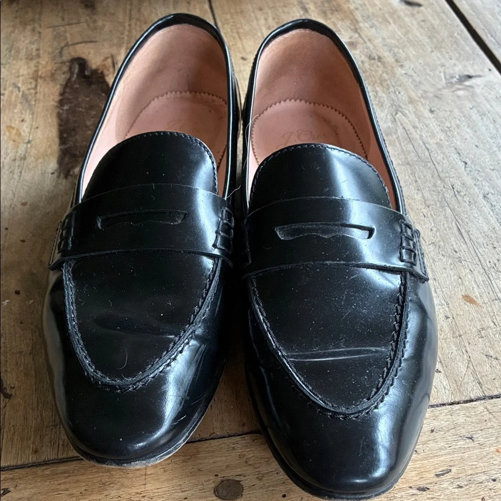 J. Crew Black Leather Penny Loafers for Women - Picture 3 of 4